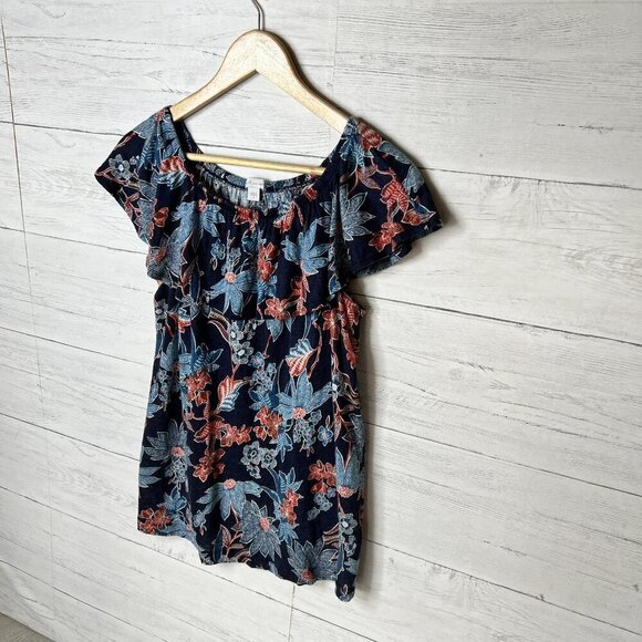 J Jill Blouse Womens Size Small Red, White & Blue Floral 100% Linen Sarasa Top - Picture 5 of 15